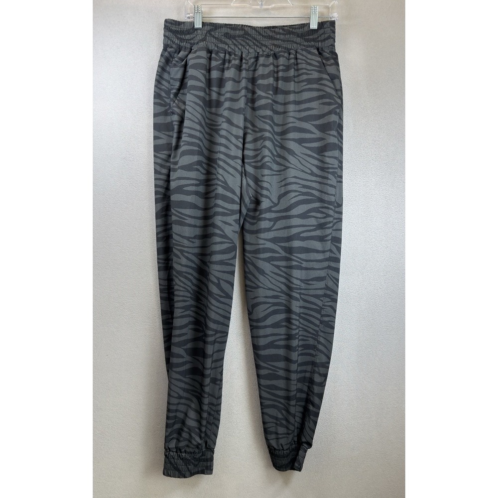 Old Navy Women's Tall Sz L Evergreen Fog Zebra Stripe Stretch Tech Tapered Pants